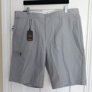 NWT GREG NORMAN for TASSO ELBA Silver Flat Front Golf Shorts – Sz 36